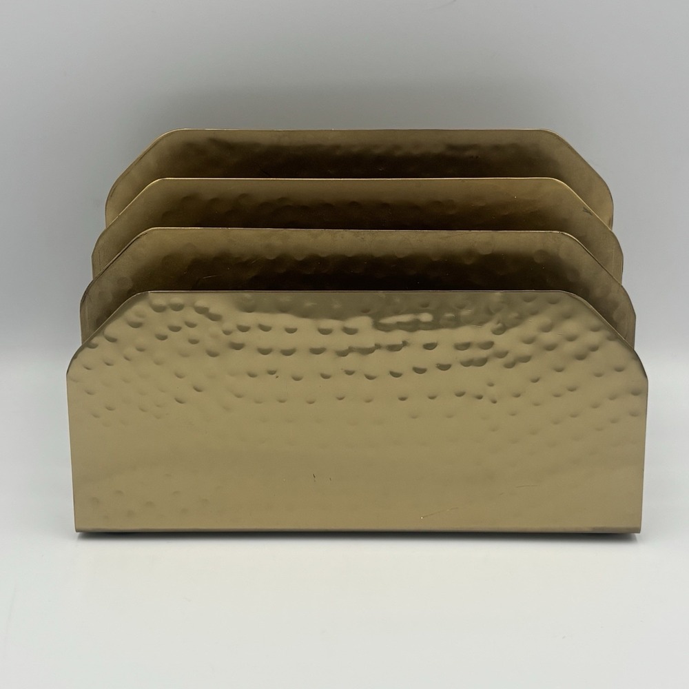 Nate Berkus Letter Bills Sorter Brass Hammered Metal Three Slots